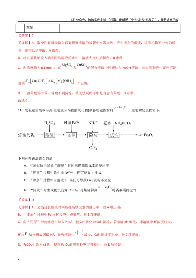 《化学（九省联考考后提升卷，贵州卷）-2024年1月“九省联考”真题完全解读与考后提升（解析版）_05-化学-高考总复习_专项复习_2024年_2024高考化学1月九省联考猜想卷真题汇编完全解读》第7页预览