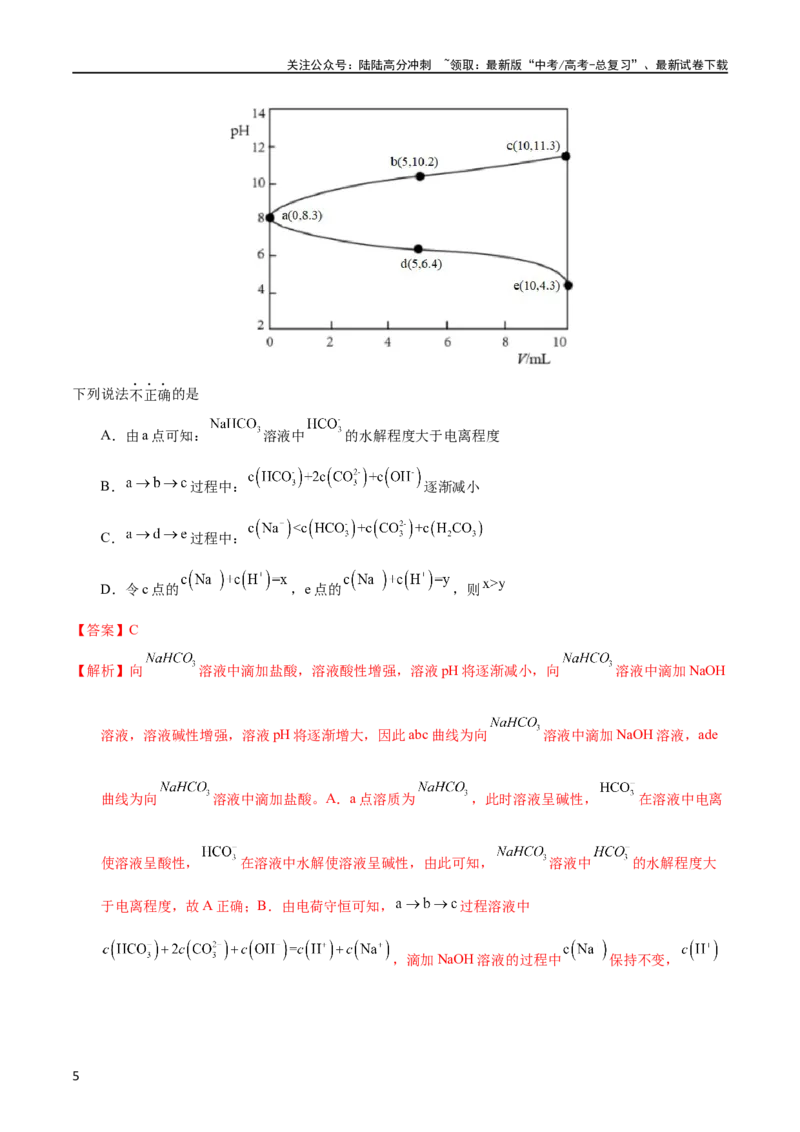 《专题49溶液中粒子浓度大小比较（教师版）_05-化学-高考总复习_专项复习_2025年_十年（2013-2022）高考化学真题分项汇编（全国通用）_专题49溶液中粒子浓度大小比较（全国通用）》第5页预览