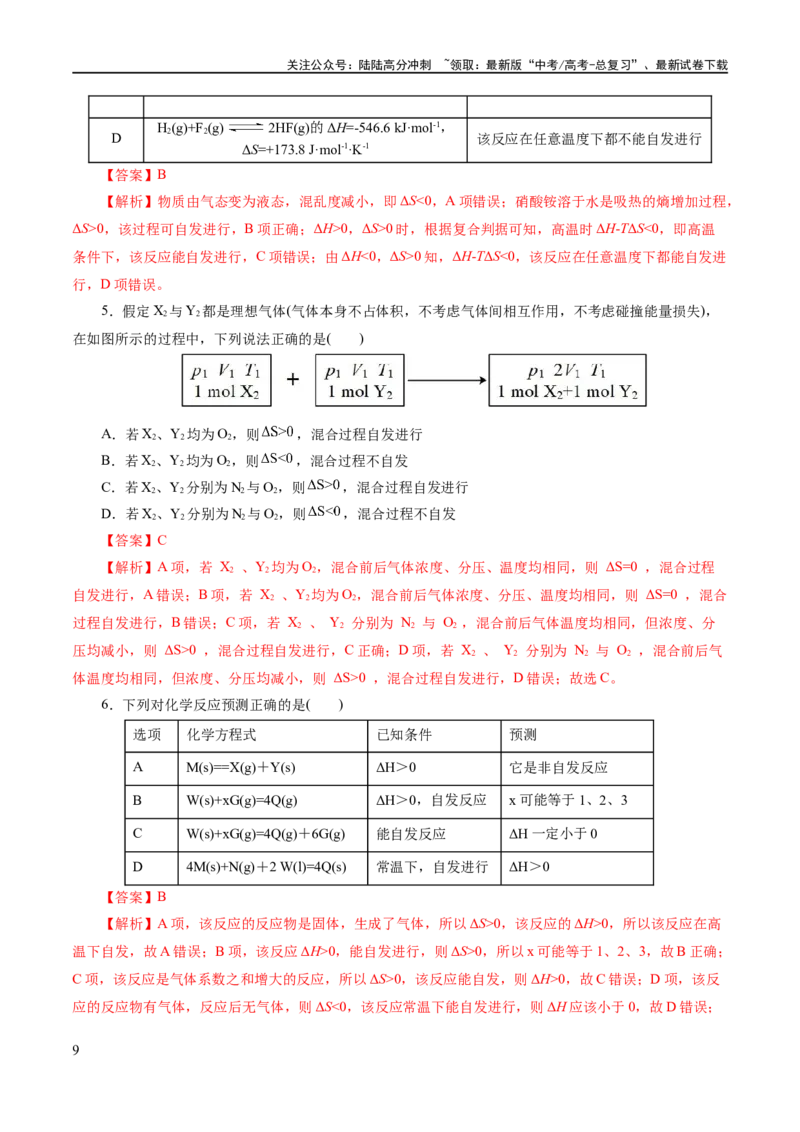 《专题07化学反应速率与化学平衡(练习)(解析版)_05-化学-高考总复习_二轮复习_2024年_2024年高考化学二轮复习讲练测（新教材新高考）_配套练习（原卷版+解析版）》第9页预览