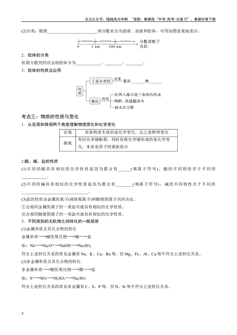 《专题一物质组成、性质和转化-（原卷版）_05-化学-高考总复习_一轮复习_2024年_2023-2024学年解密高考化学大一轮复习精讲精练（配套新教材2019）_资料》第3页预览