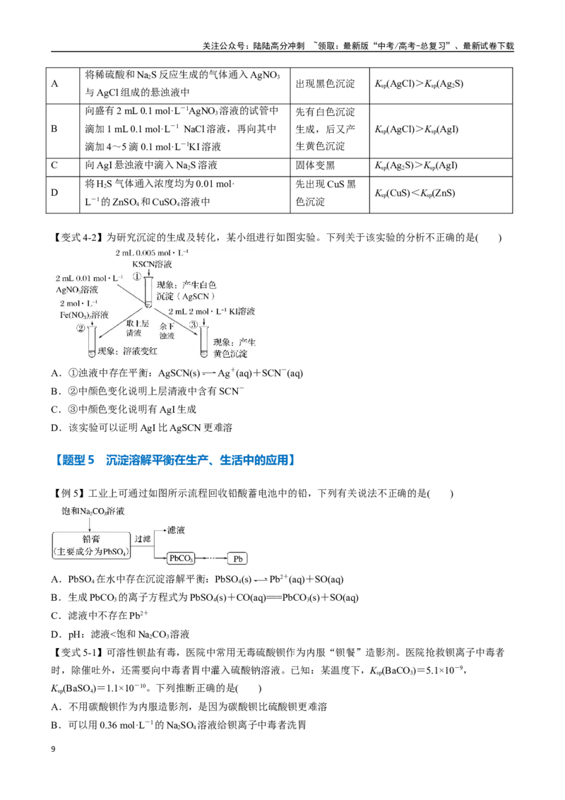 《专题24沉淀溶解平衡及其应用八大题型（新高考通用）（学生版）_05-化学-高考总复习_专项复习_2025年_2025年高考化学举一反三重难点题型归纳知识点梳理变式训练_资料》第9页预览