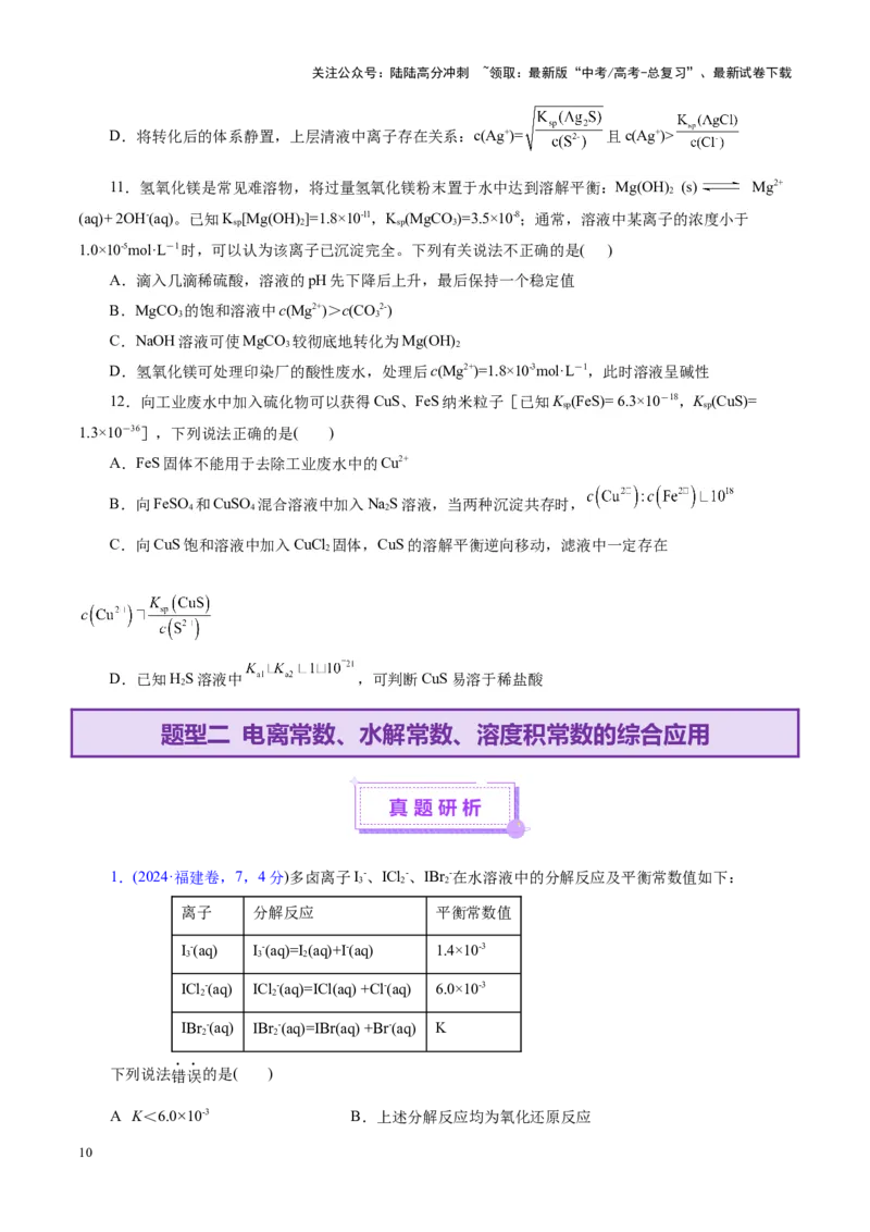 《专题08水溶液中的离子反应与平衡（讲义）（学生版）_05-化学-高考总复习_二轮复习_2025年_2025年高考化学二轮复习课件+讲义+练习（新高考通用）》第10页预览