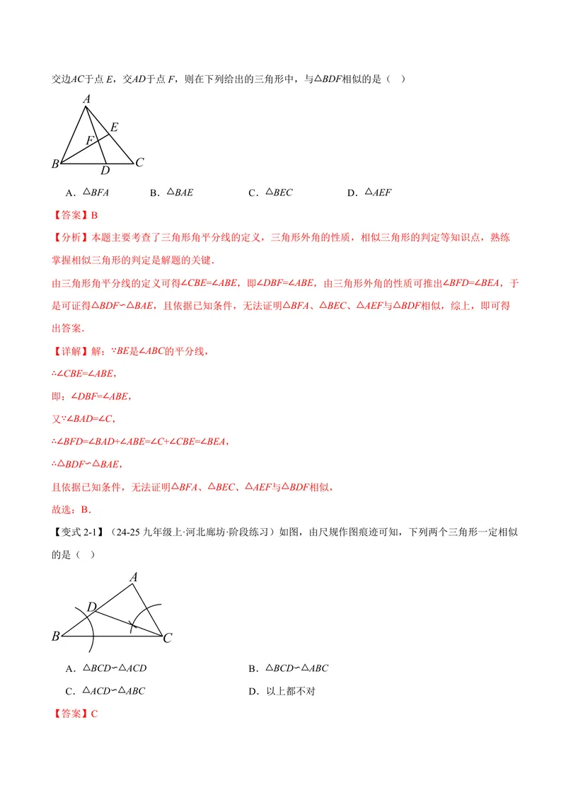 《专题1.3相似三角形的判定(讲义)(解析版)_2026语数英7-9年级上《举一反三系列》多版本_2026《初中数学•举一反三系列》9上多版本_2026《初中数学•举一反三系列》9上(沪教)》第5页预览