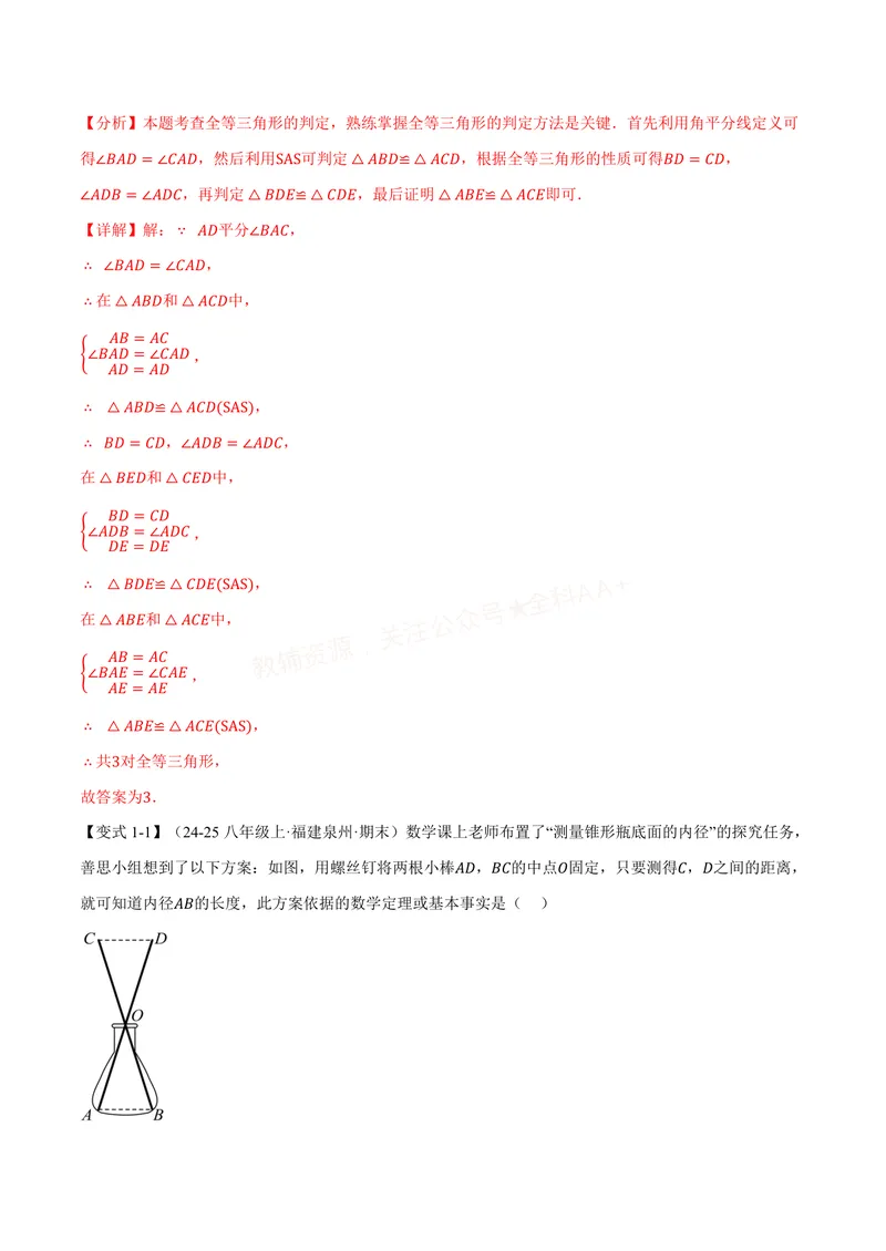 《专题14.2全等三角形的判定(一)(讲义)(解析版)_2026语数英7-9年级上《举一反三系列》多版本_2026《初中数学•举一反三系列》8上多版本_2026《初中数学•举一反三系列》8上(人教)》第3页预览