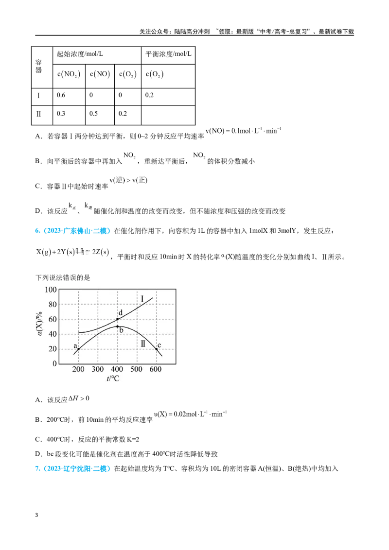 《专题六化学反应速率与化学平衡高考押题-2024年高考化学二轮复习举一反三系列（新高考专用）（学生版）_05-化学-高考总复习_二轮复习_2024年_资料》第3页预览
