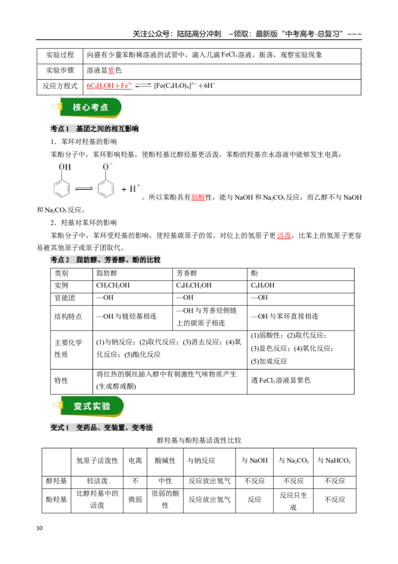《专题13有机化学基础（三）（教师版）_05-化学-高考总复习_一轮复习_2026年-化学高考一轮复习_2026年高考化学一轮复习讲义+练习+课件（新教材新高考）-G55_2026版_第十章化学实验基础与探究》第10页预览