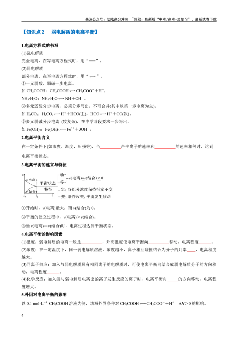 《专题21弱电解质的电离平衡八大题型（新高考通用）（学生版）_05-化学-高考总复习_一轮复习_2025年_2025年高考化学一轮复习举一反三系列（新高考通用）_资料》第4页预览