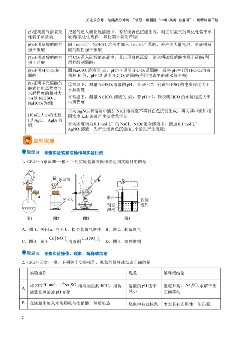 《压轴题09 微型化学实验设计与评价（学生版）_05-化学-高考总复习_专项复习_2024年_2024年高考化学压轴题专项训练（新高考通用）》第2页预览