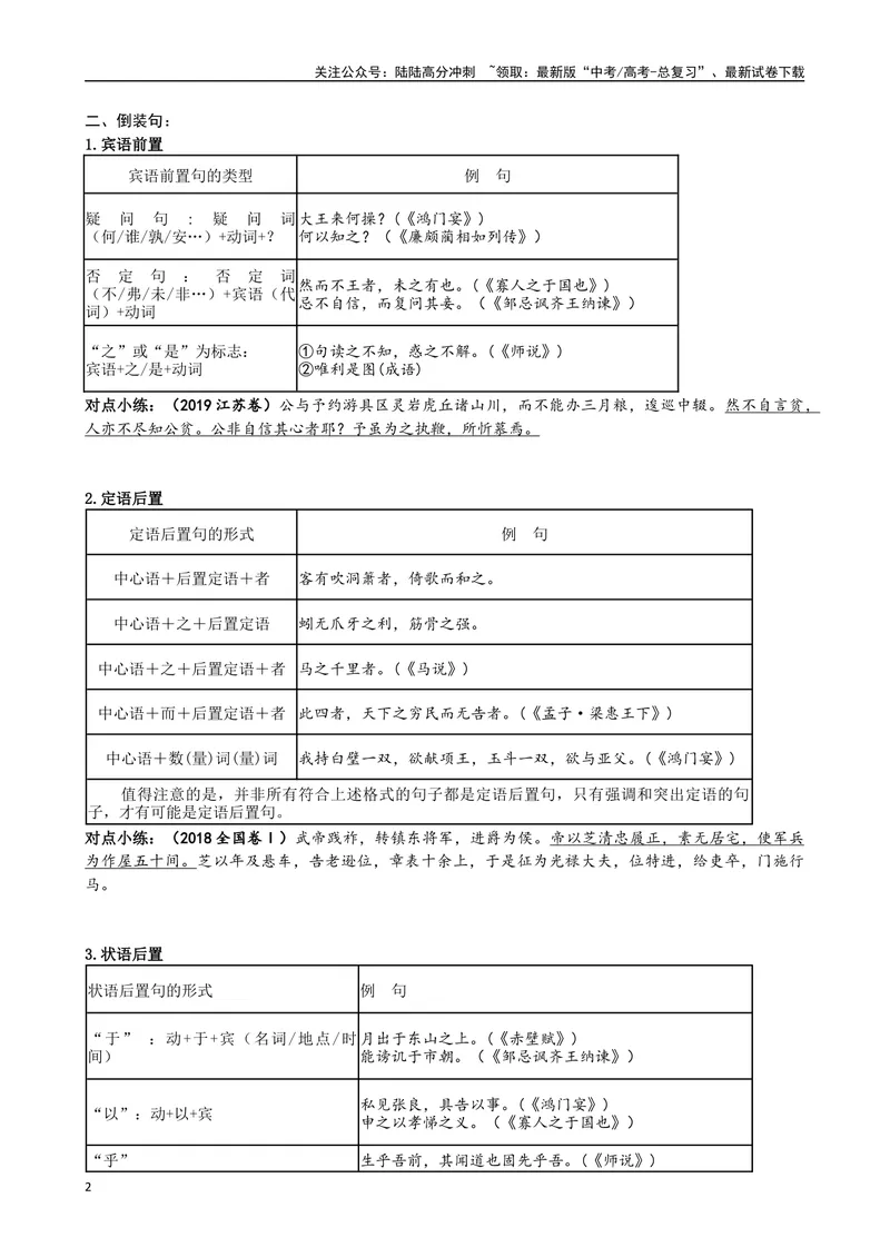 《专题04文言文句式（导学案）（新高考版）_一轮复习_2025年_2025年新高考语文文言文一轮复习导学案PPT课件专题专项_资料》第2页预览