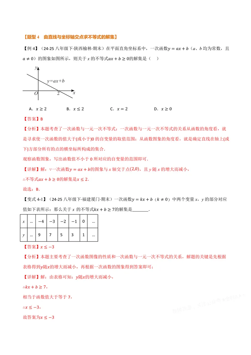 《专题12.4一次函数与方程、不等式(讲义)(解析版)_2026语数英7-9年级上《举一反三系列》多版本_2026《初中数学•举一反三系列》8上多版本_2026《初中数学•举一反三系列》8上(沪科)》第8页预览