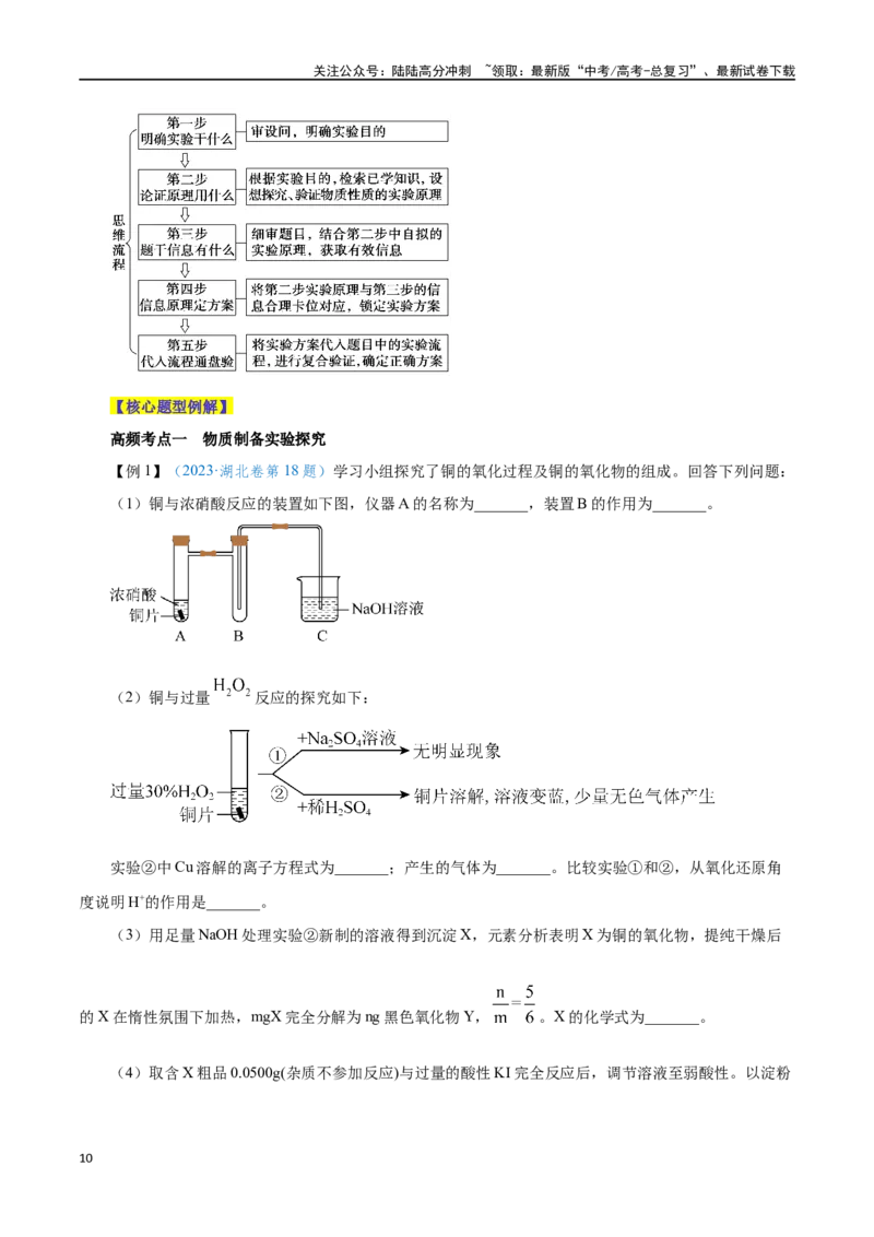 《专题讲座（六）化学实验设计与探究（讲）-（解析版）_05-化学-高考总复习_一轮复习_2024年_2024年高考化学大一轮复习精讲精练+专题讲座_资料》第10页预览