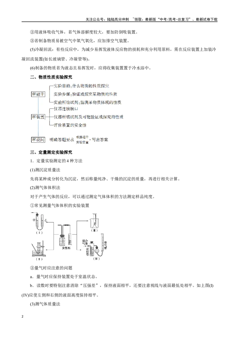 《专题讲座（六）化学实验设计与探究（讲）-（解析版）_05-化学-高考总复习_一轮复习_2024年_2024年高考化学大一轮复习精讲精练+专题讲座_资料》第2页预览