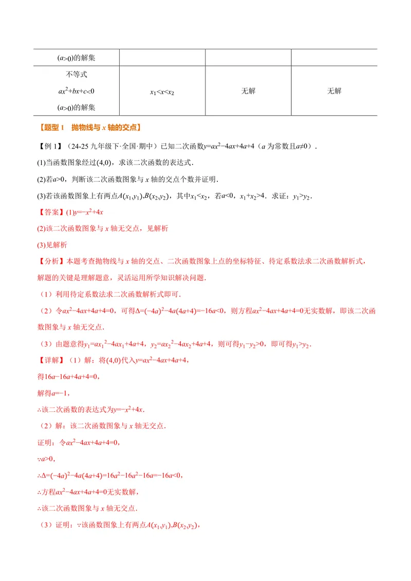 《专题21.4二次函数与一元二次方程(讲义)(解析版)_2026语数英7-9年级上《举一反三系列》多版本_2026《初中数学•举一反三系列》9上多版本_2026《初中数学•举一反三系列》9上(沪科)》第3页预览