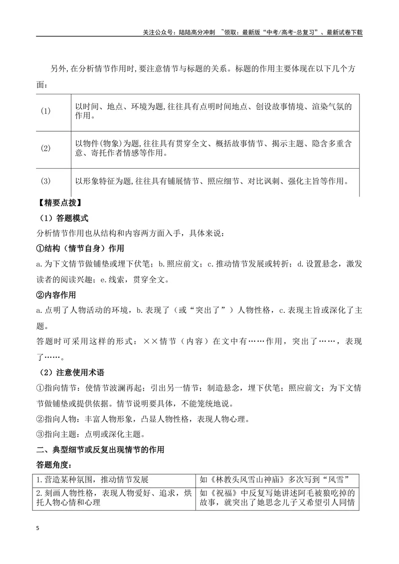 《专题01：赏析小说故事情节（学生版）_一轮复习_2025年_2025年高考语文一轮复习知识清单（全国通用）》第5页预览