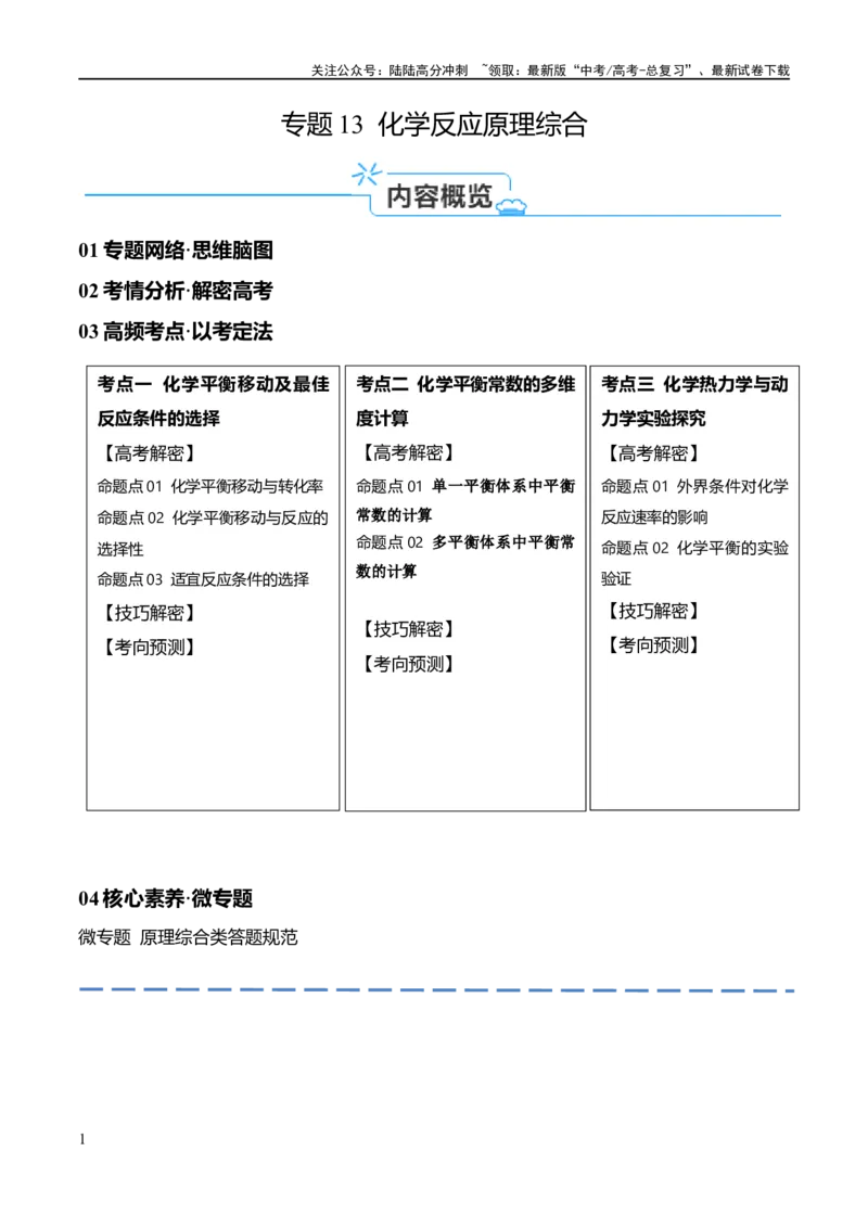 《专题13化学反应原理综合（讲义）（原卷版）_05-化学-高考总复习_二轮复习_2024年_2024年高考化学二轮复习高频考点追踪与预测（新高考专用）_讲义》第1页预览