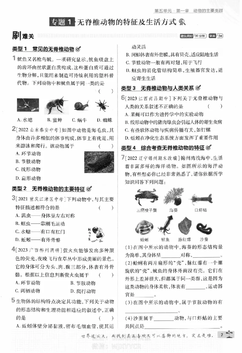 《初中必刷题八年级上册生物人教版_2、2025初中必刷题合集_初中必刷题23+24+25上册_2024版（部分上册）》第10页预览
