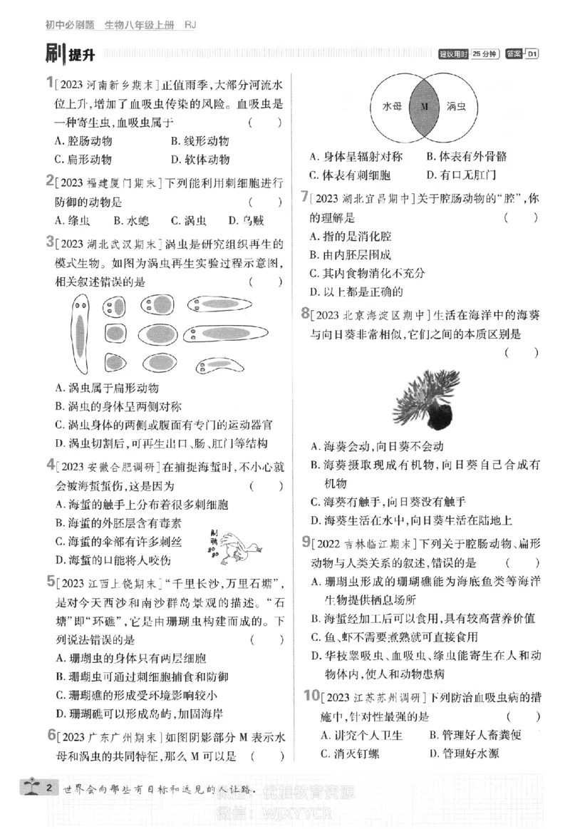 《初中必刷题八年级上册生物人教版_2、2025初中必刷题合集_初中必刷题23+24+25上册_2024版（部分上册）》第5页预览