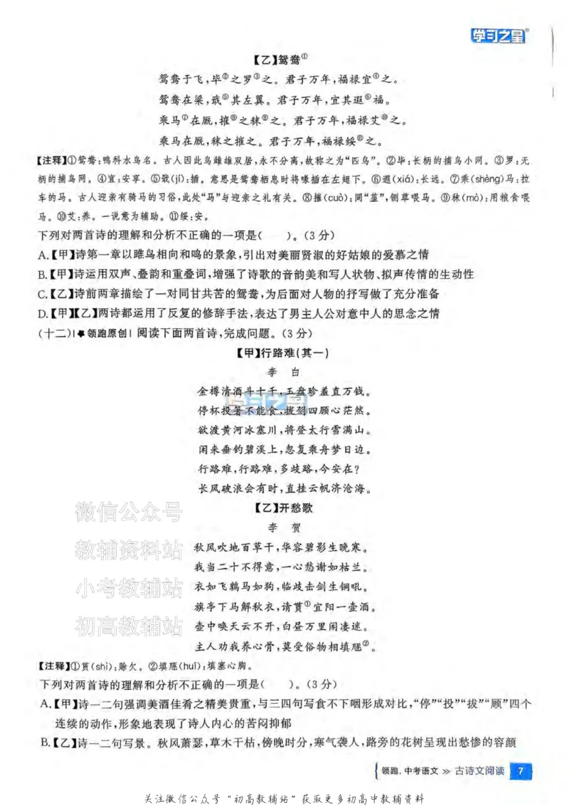 《2025领跑中考总复习语文专题梳理_小初高学习资料合集（每天更新）_学习之星领跑中考（辽宁）》第10页预览
