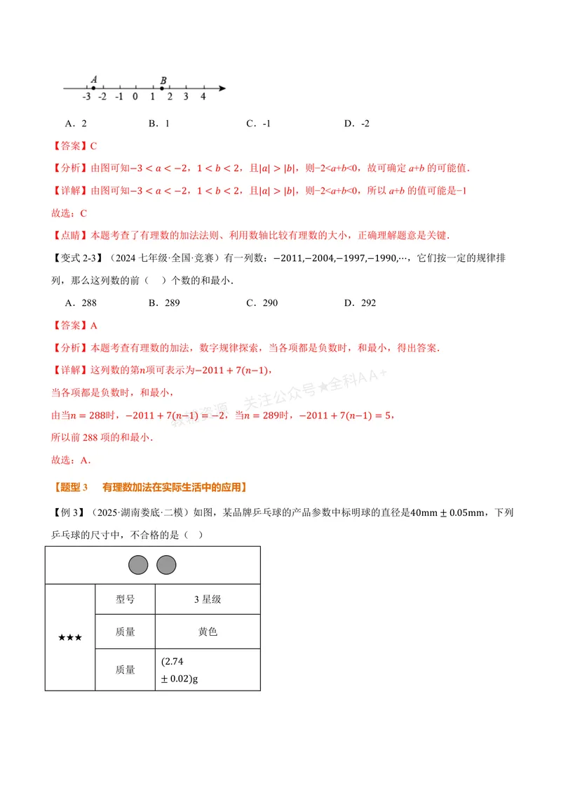 《专题1.4有理数的加法和减法(讲义)(解析版)_2026语数英7-9年级上《举一反三系列》多版本_2026《初中数学•举一反三系列》7上多版本_2026《初中数学•举一反三系列》7上(湘教)》第5页预览