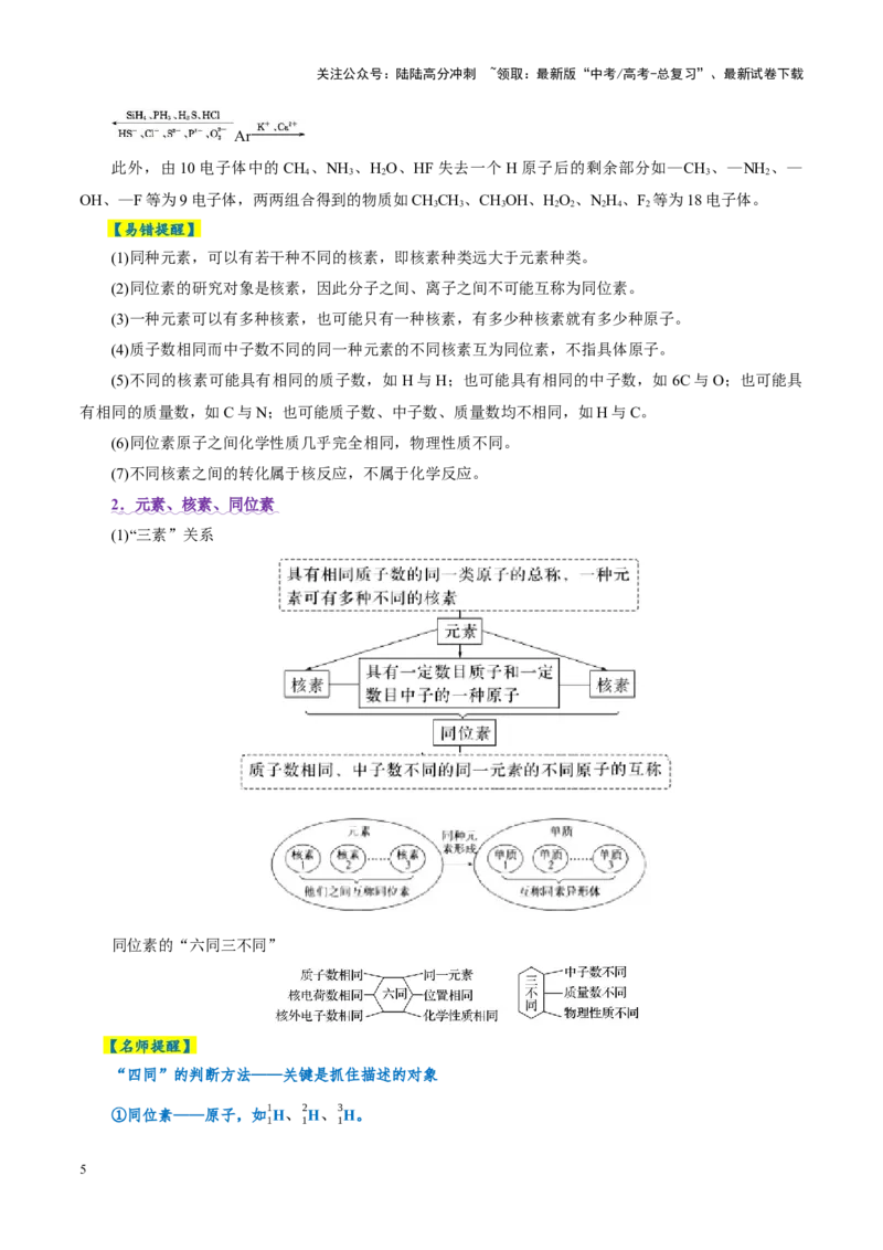 《专题11物质结构与元素周期律（讲义）（学生版）_05-化学-高考总复习_二轮复习_2025年_2025年高考化学二轮复习课件+讲义+练习（新高考通用）》第5页预览