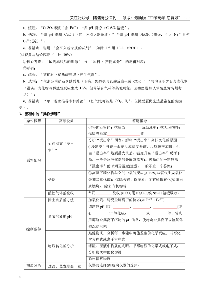《专题06工业流程题解题策略（高效培优讲义）（学生版）_05-化学-高考总复习_一轮复习_2026年-化学高考一轮复习_2026年高考化学一轮复习考点精讲精练（新高考通用）-G58_2026版》第4页预览