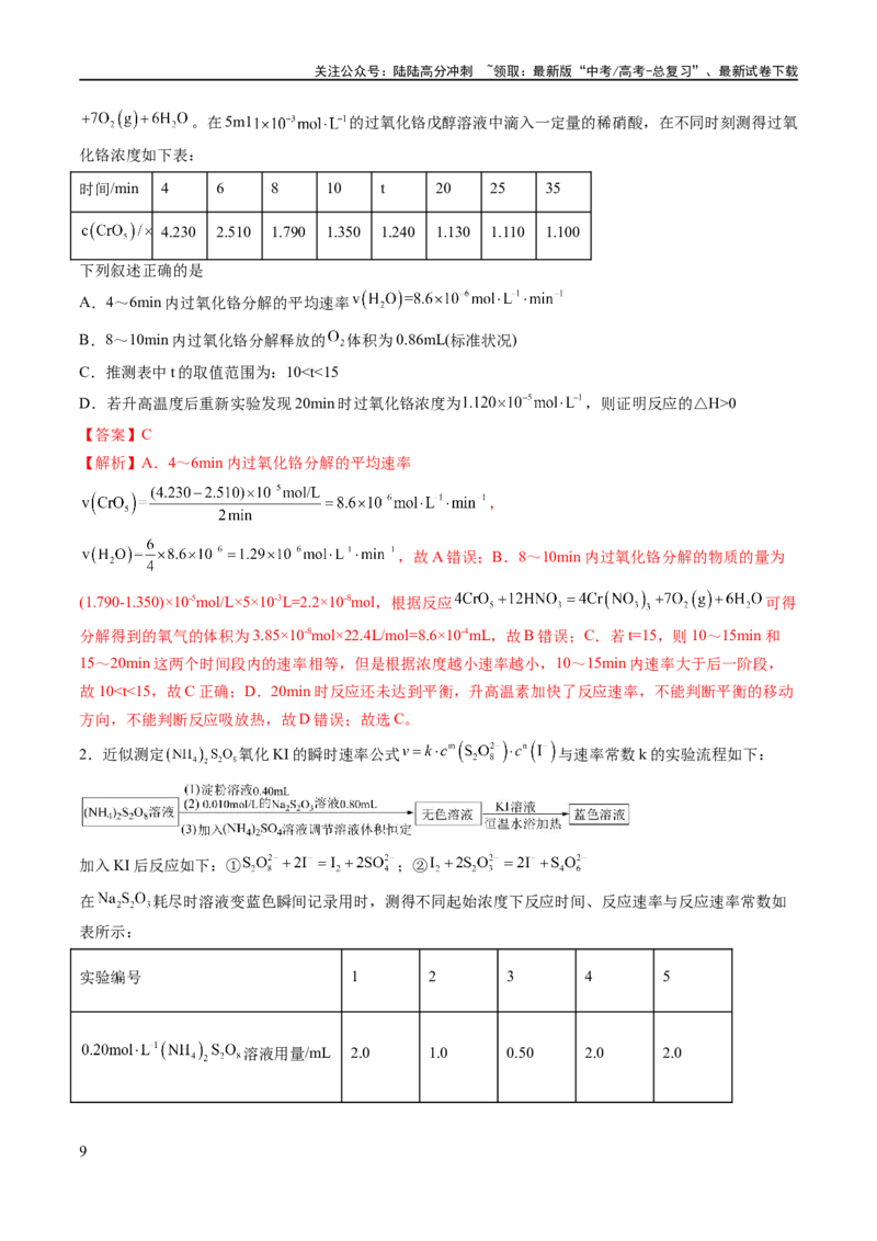《专题13化学反应原理综合（分层练）（解析版）_05-化学-高考总复习_二轮复习_2024年_2024年高考化学二轮复习高频考点追踪与预测（新高考专用）_分层练_教师版（含答案解析）》第9页预览