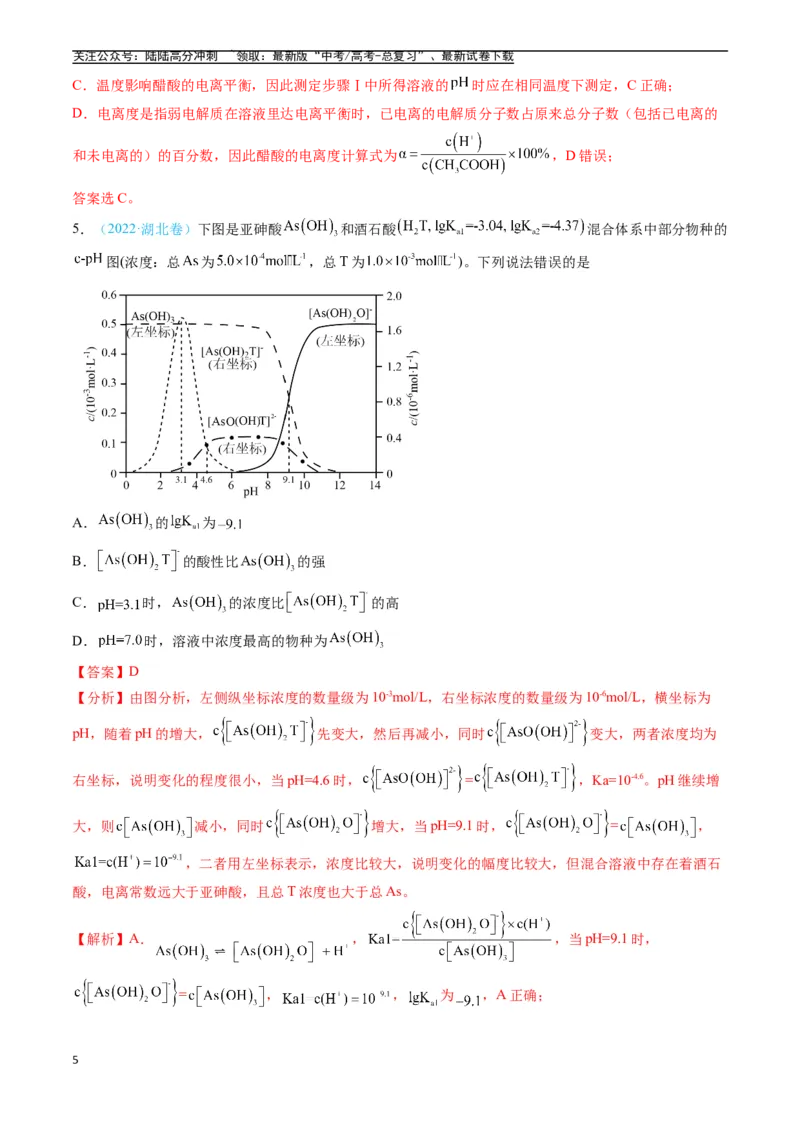《专题09水溶液中的离子反应与平衡（全国通用）（解析版）_05-化学-高考总复习_专项复习_2025年_五年2020-2024高考真题分类汇编化学真题分类汇编（全国通用）》第5页预览