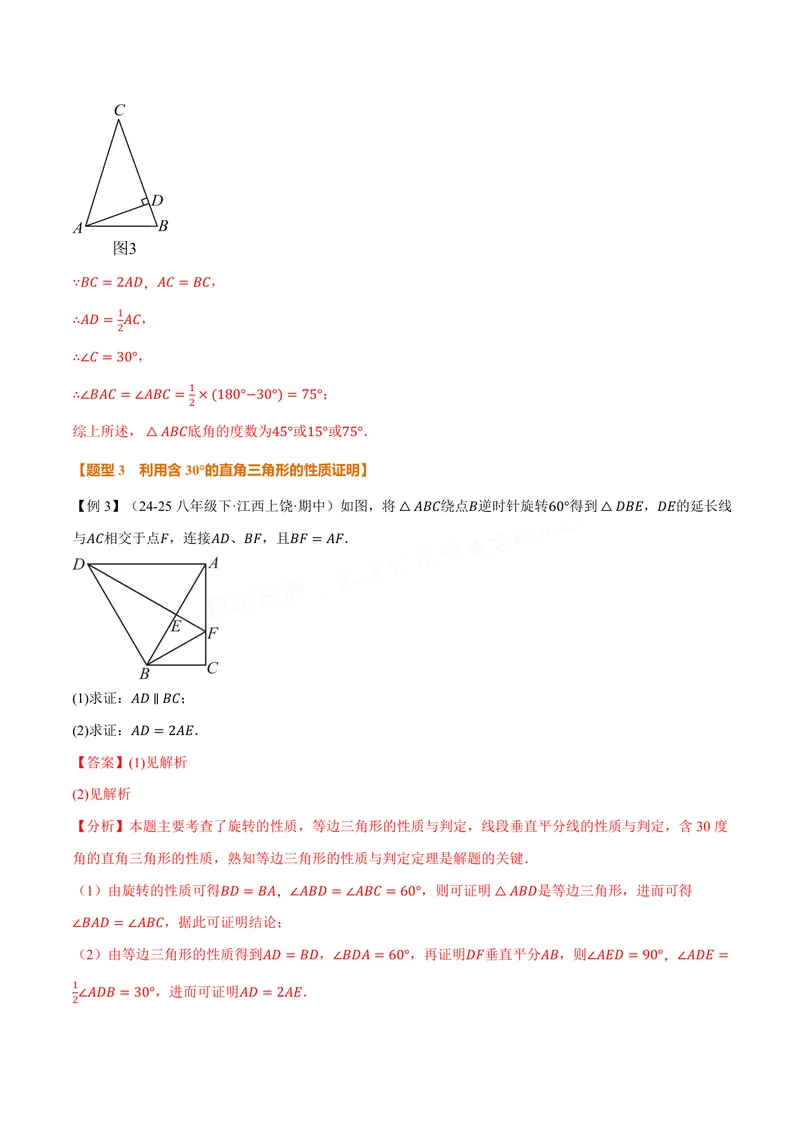 《专题1.10含30°角的直角三角形的性质(讲义)(解析版)_2026语数英7-9年级上《举一反三系列》多版本_2026《初中数学•举一反三系列》8上多版本_2026《初中数学•举一反三系列》8上(苏科)》第10页预览
