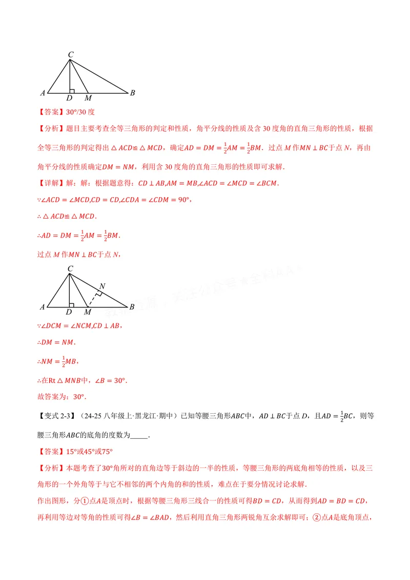 《专题1.10含30°角的直角三角形的性质(讲义)(解析版)_2026语数英7-9年级上《举一反三系列》多版本_2026《初中数学•举一反三系列》8上多版本_2026《初中数学•举一反三系列》8上(苏科)》第8页预览