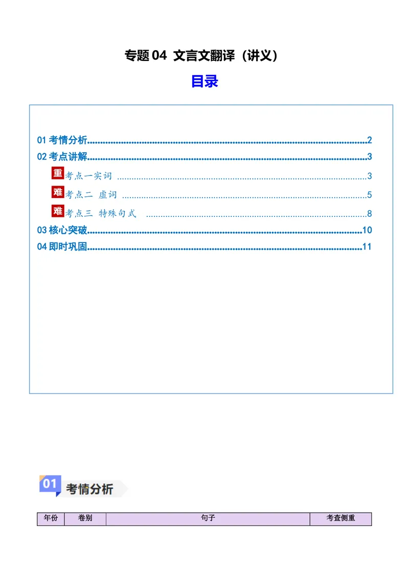 《专题04文言文翻译（讲义）（全国通用）（学生版）(1)_二轮复习_2026年-语文二轮复习_12026年高考语文二轮复习古诗文阅读（全国通用）》第1页预览