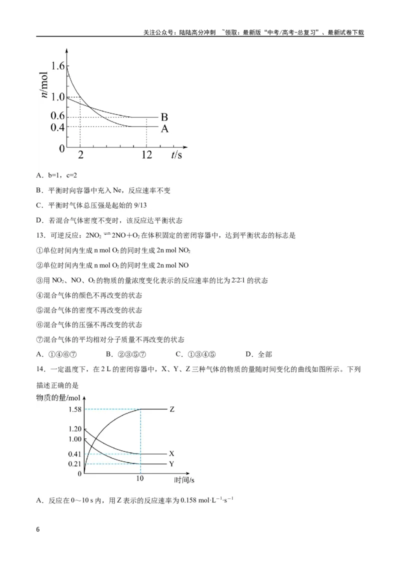 《专题突破卷08化学反应速率与化学平衡（原卷版）_05-化学-高考总复习_一轮复习_2024年_2024年高考化学一轮复习考点通关卷（新高考通用）_专题突破卷》第6页预览