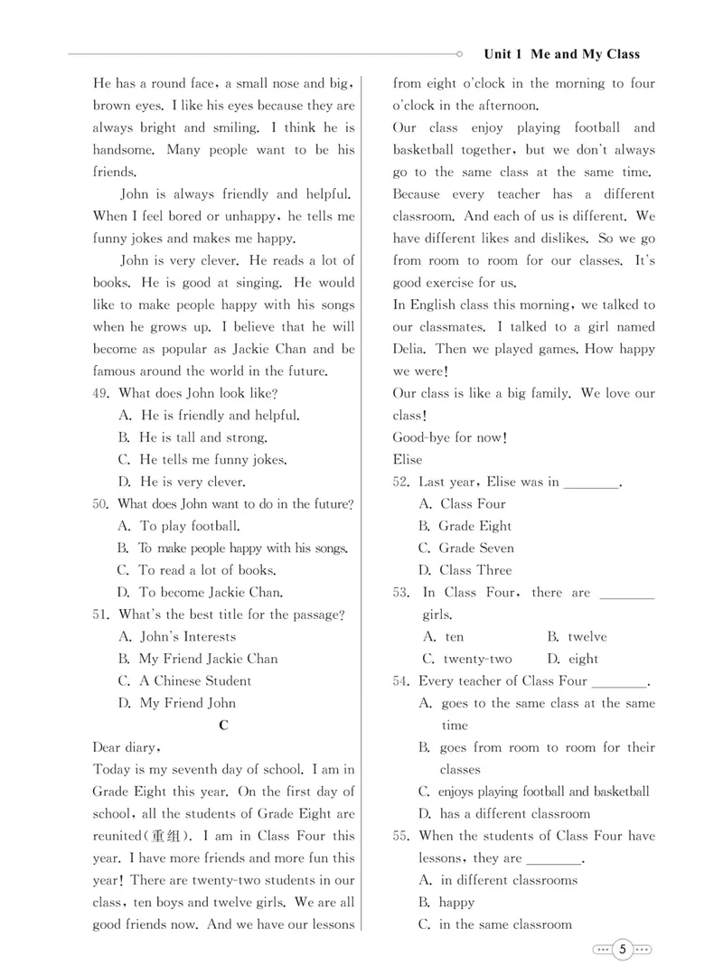 《七彩课堂八年级上册英语冀教版同步测评_初中789年级全科目《七彩课堂》各版本_初中英语_冀教版_同步测评》第7页预览