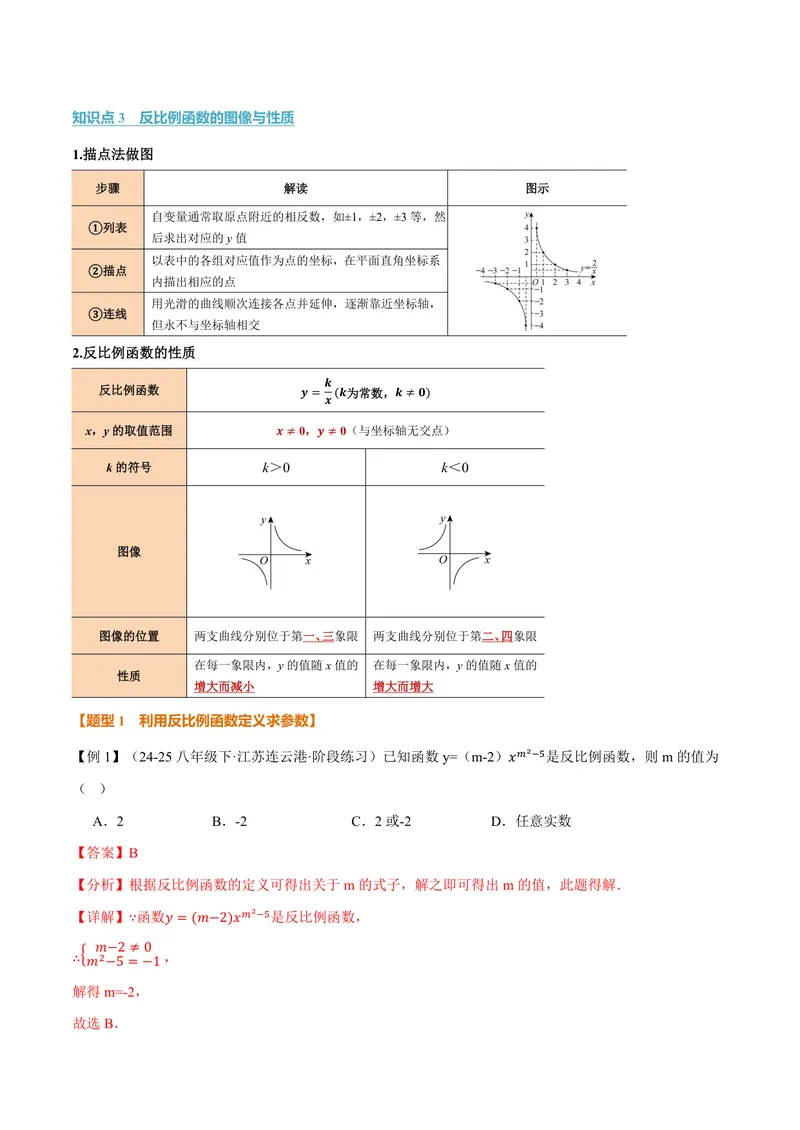 《专题1.1反比例函数的图象(讲义)(解析版)_2026语数英7-9年级上《举一反三系列》多版本_2026《初中数学•举一反三系列》9上多版本_2026《初中数学•举一反三系列》9上(湘教)》第2页预览
