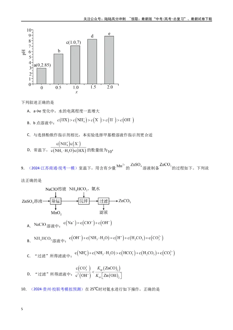《专题卷12水溶液中的离子反应与平衡-（新九省专用）（学生版）_05-化学-高考总复习_专项复习_2024年_2024年高考化学小题限时集训（全国通用+新九省专用）_资料》第5页预览