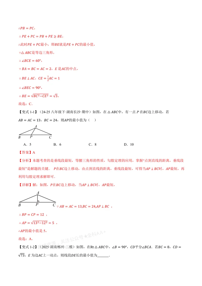 《专题01勾股定理与最值(专项训练)(解析版)_2026语数英7-9年级上《举一反三系列》多版本_2026《初中数学•举一反三系列》8上多版本_2026《初中数学•举一反三系列》8上(北师大)》第2页预览