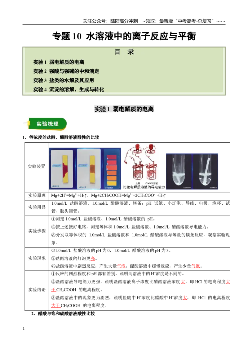 《专题10水溶液中的离子反应与平衡（教师版）_05-化学-高考总复习_一轮复习_2026年-化学高考一轮复习_2026年高考化学一轮复习讲义+练习+课件（新教材新高考）-G55_2026版》第1页预览
