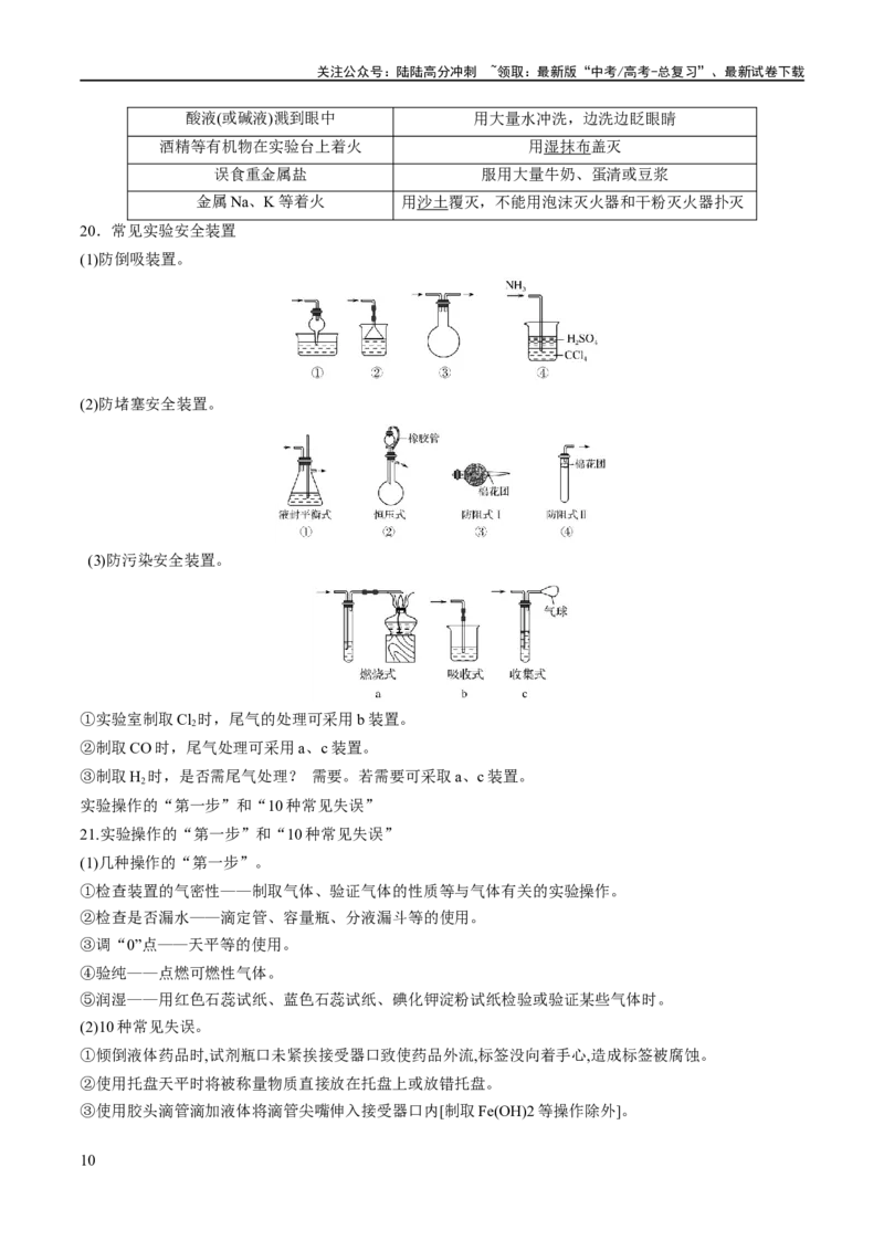 《专题17化学实验基础（讲义）（原卷版）_05-化学-高考总复习_二轮复习_2024年_2024年高考化学二轮复习高频考点追踪与预测（新高考专用）_讲义》第10页预览