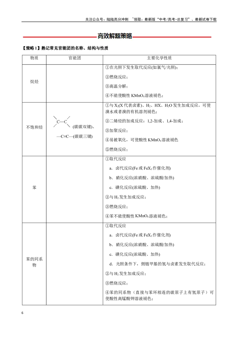 《专题21有机物的结构与性质（选择题）（学生版）-（新高考通用）_05-化学-高考总复习_二轮复习_2025年_2025年高考化学二轮·突破提升专题复习讲义（新高考通用）_资料》第6页预览