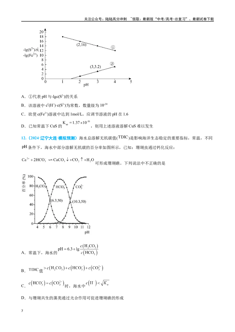 《专题七水溶液中的离子反应与平衡高考押题-2024年高考化学二轮复习举一反三系列（新高考专用）（学生版）_05-化学-高考总复习_二轮复习_2024年_资料》第7页预览