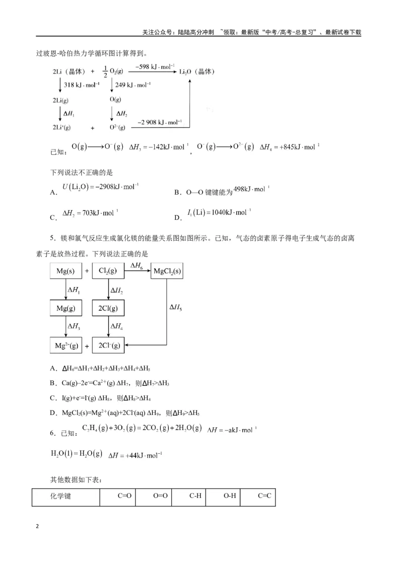 《专题六能力提升检测卷-（原卷版）_05-化学-高考总复习_一轮复习_2024年_2024年高考化学大一轮复习精讲精练+专题讲座_资料》第2页预览