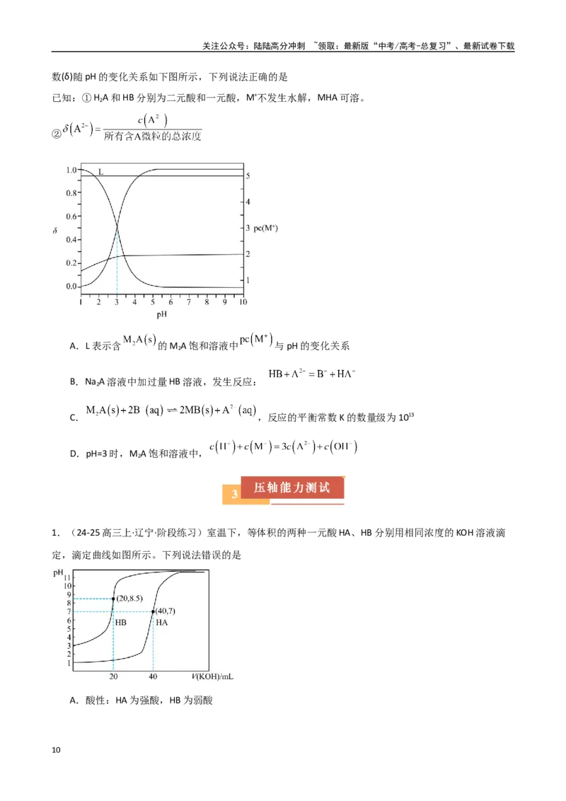 《压轴题06水溶液中微粒变化图像题（学生版）_05-化学-高考总复习_专项复习_2025年_2025年高考化学培优训练黑吉辽蒙专用》第10页预览