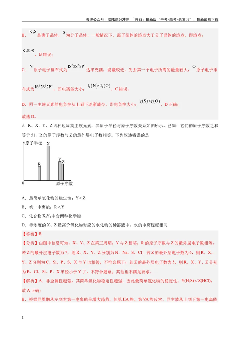 《专题十物质结构与性质（能力提升检测卷）-（解析版）_05-化学-高考总复习_一轮复习_2024年_2024年高考化学大一轮复习精讲精练+专题讲座_资料》第2页预览