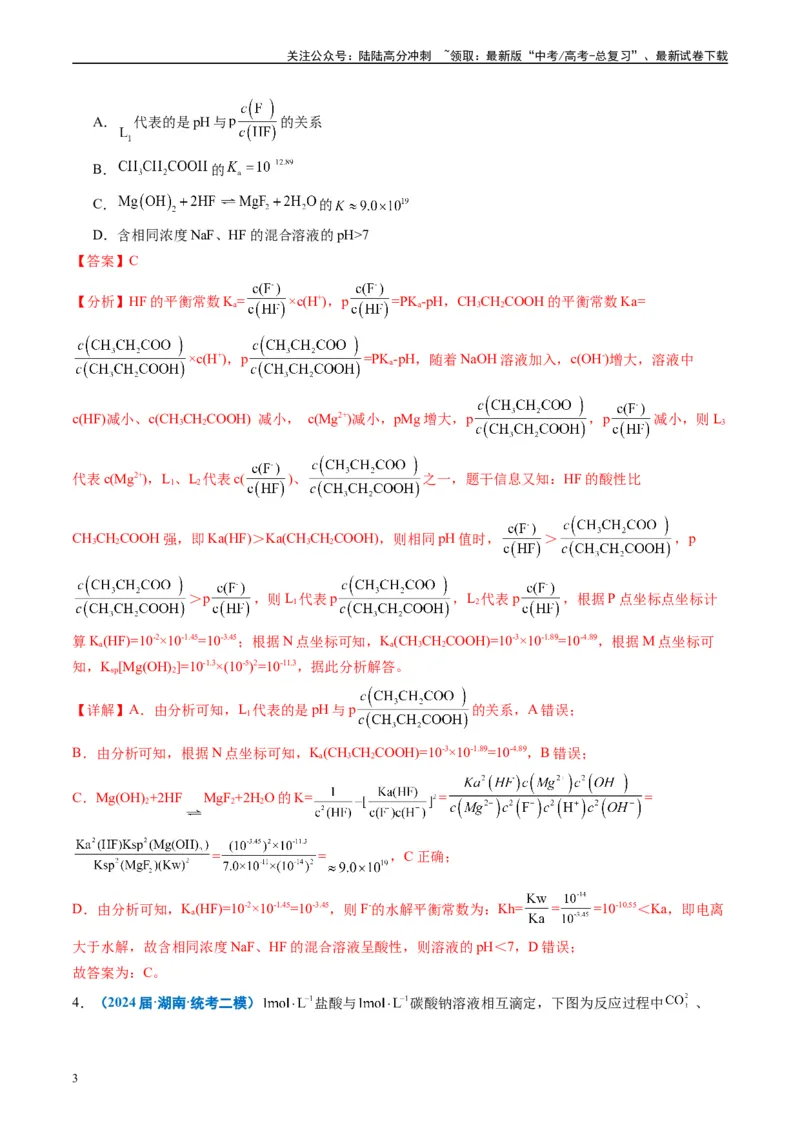 《专题07水溶液中的离子反应与平衡（解析版）_05-化学-高考总复习_专项复习_2025年_2024年高考二模试题分类汇编化学全国通用》第3页预览