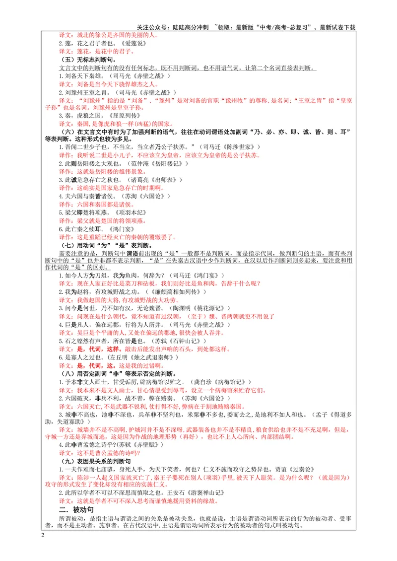 《专题04文言翻译之二文言句式考点解析（教案）-_一轮复习_2024年_2024年新高考语文一轮复习各考点解析宝鉴_资料_第二大类：文言文阅读考点》第2页预览