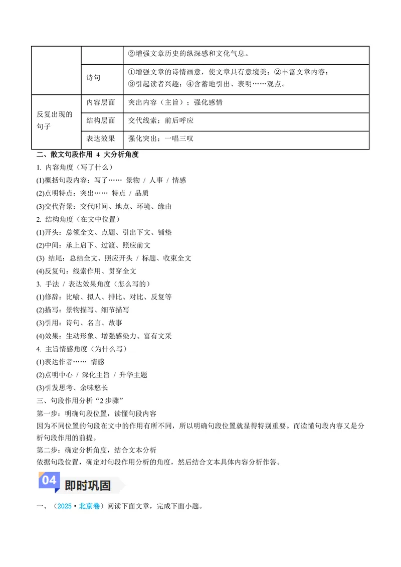 《专题05散文之句段作用（讲义）（全国通用）（教师版）(1)_二轮复习_2026年-语文二轮复习_22026年高考语文二轮复习现代文阅读（全国通用）》第7页预览