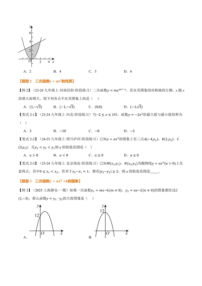 《专题22.2二次函数的图象和性质(一)(讲义)(原卷版)_2026语数英7-9年级上《举一反三系列》多版本_2026《初中数学•举一反三系列》9上多版本_2026《初中数学•举一反三系列》9上(人教)》第4页预览
