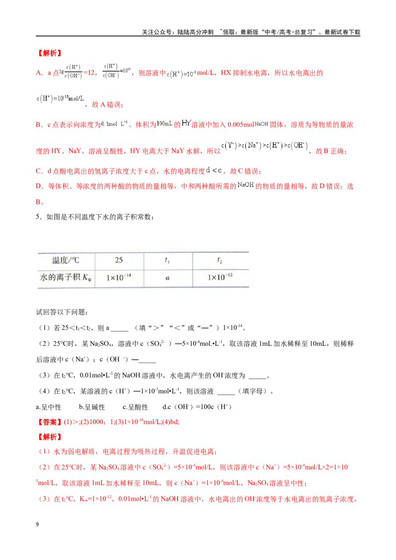 《专题三十水的电离和溶液的pH-（解析版）_05-化学-高考总复习_一轮复习_2024年_2023-2024学年解密高考化学大一轮复习精讲精练（配套新教材2019）_资料》第9页预览