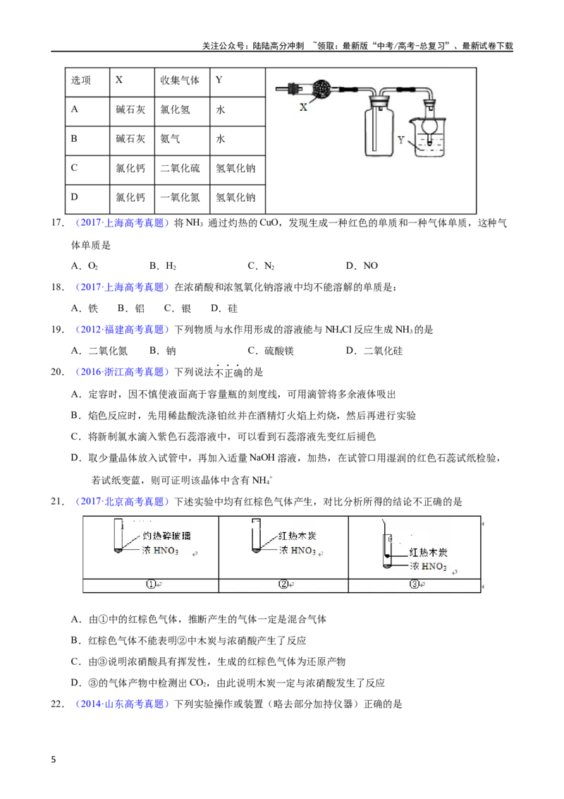 《专题21氮及其化合物（学生版）_05-化学-高考总复习_专项复习_2025年_十年（2013-2022）高考化学真题分项汇编（全国通用）_专题21氮及其化合物（全国通用）》第5页预览
