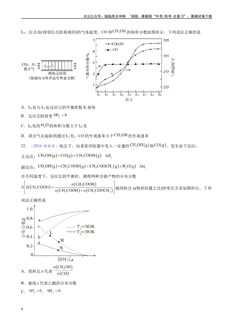 《专题14化学反应速率与化学平衡（全国通用）（原卷版）_05-化学-高考总复习_专项复习_2024年_2024年高考化学真题分类汇编（全国通用）》第9页预览
