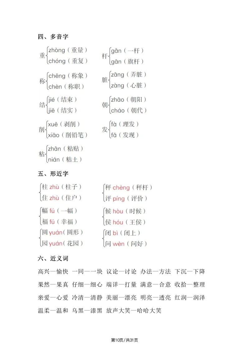 《二年级语文上册单元知识点梳理_小学1-6年级全科全套_1-6年级全科上册_二年级_语文_语文二上单元考点总结》第10页预览
